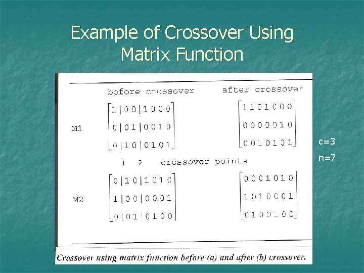 Example of Crossover Using Matrix Function c=3 n=7 