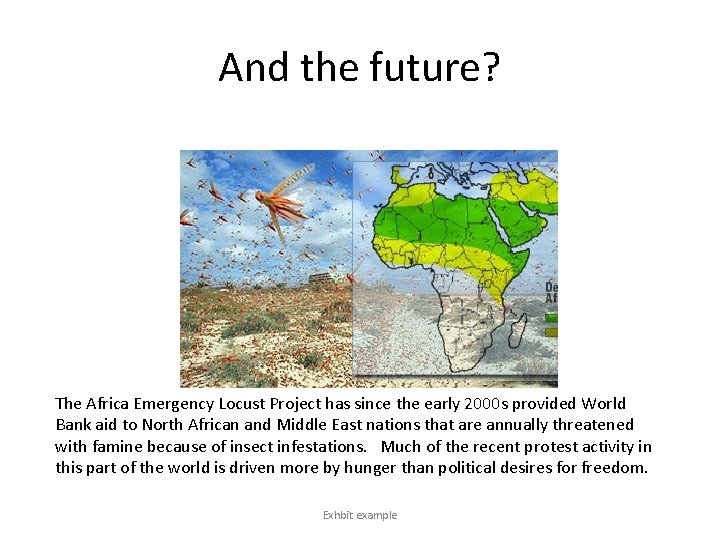 And the future? The Africa Emergency Locust Project has since the early 2000 s