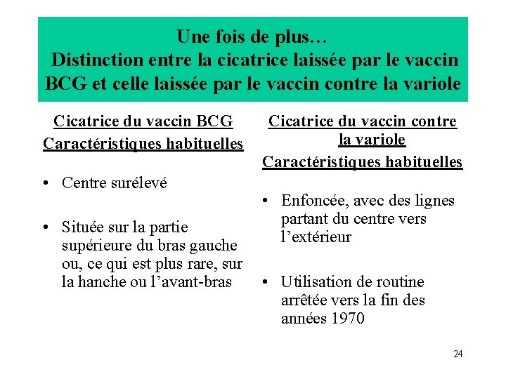 Une fois de plus… Distinction entre la cicatrice laissée par le vaccin BCG et