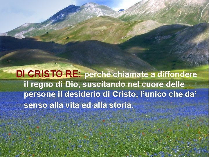 DI CRISTO RE: perché chiamate a diffondere il regno di Dio, suscitando nel cuore DI CRISTO RE: perché chiamate a diffondere il regno di Dio, suscitando nel cuore