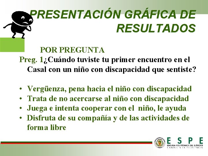PRESENTACIÓN GRÁFICA DE RESULTADOS POR PREGUNTA Preg. 1¿Cuándo tuviste tu primer encuentro en el