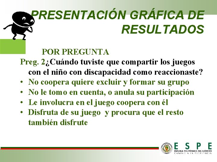 PRESENTACIÓN GRÁFICA DE RESULTADOS POR PREGUNTA Preg. 2¿Cuándo tuviste que compartir los juegos con