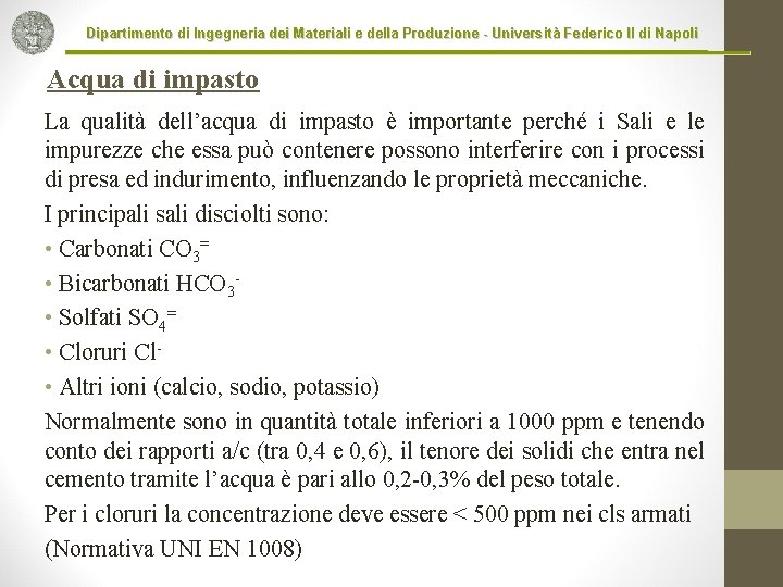 Dipartimento di Ingegneria dei Materiali e della Produzione - Università Federico II di Napoli