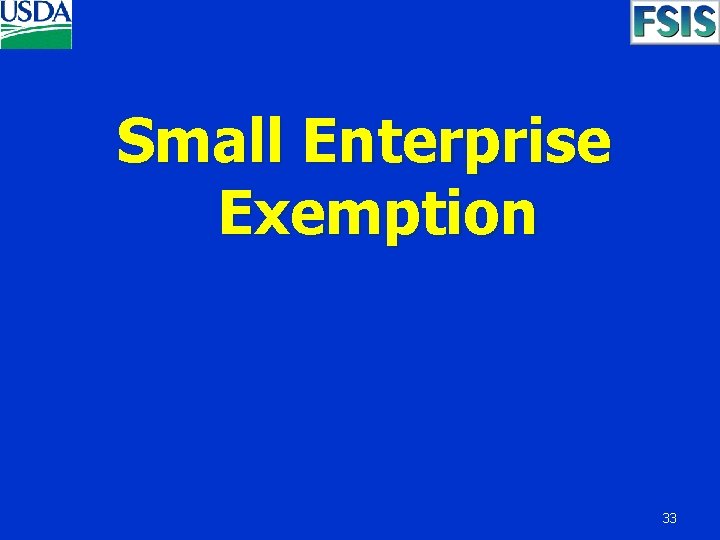 Small Enterprise Exemption 33 