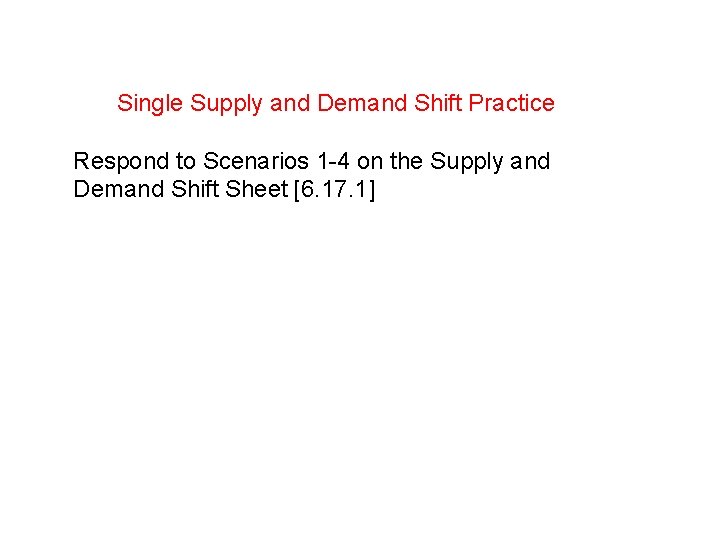 Single Supply and Demand Shift Practice Respond to Scenarios 1 -4 on the Supply