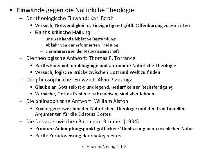  • Einwände gegen die Natürliche Theologie – Der theologische Einwand: Karl Barth •