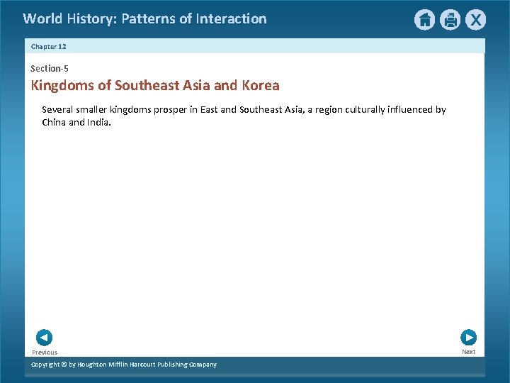 World History: Patterns of Interaction Chapter 12 Section-5 Kingdoms of Southeast Asia and Korea