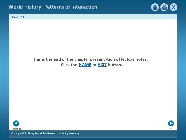 World History: Patterns of Interaction Chapter 12 This is the end of the chapter