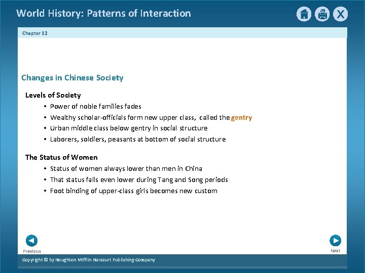 World History: Patterns of Interaction Chapter 12 Changes in Chinese Society Levels of Society