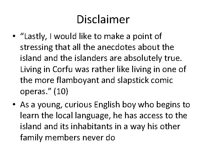 Disclaimer • “Lastly, I would like to make a point of stressing that all Disclaimer • “Lastly, I would like to make a point of stressing that all