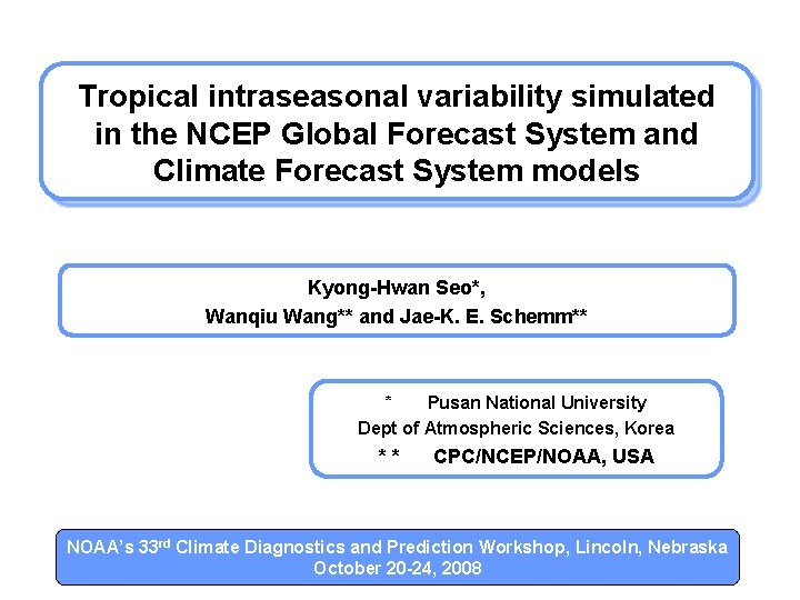 Tropical intraseasonal variability simulated in the NCEP Global Forecast System and Climate Forecast System
