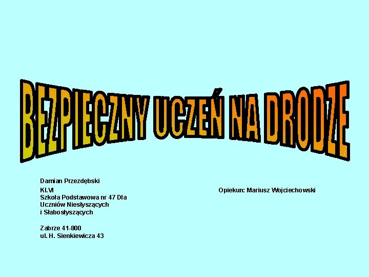 Damian Przezdębski Kl. VI Szkoła Podstawowa nr 47 Dla Uczniów Niesłyszących i Słabosłyszących Zabrze