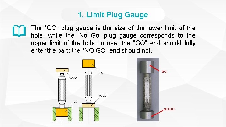1. Limit Plug Gauge The "GO" plug gauge is the size of the lower