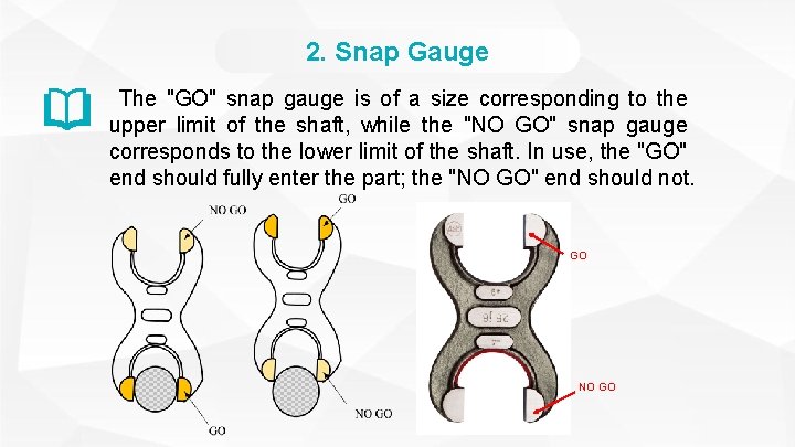 2. Snap Gauge The "GO" snap gauge is of a size corresponding to the