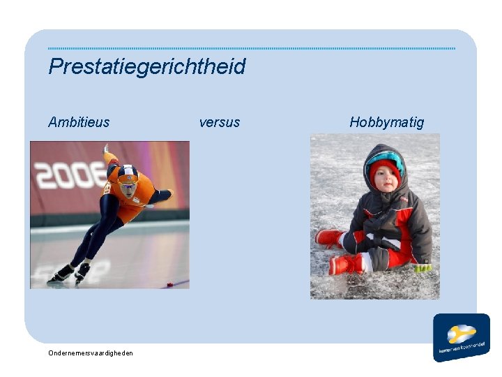 Prestatiegerichtheid Ambitieus Ondernemersvaardigheden versus Hobbymatig 