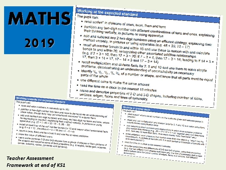 MATHS 2019 Teacher Assessment Framework at end of KS 1 