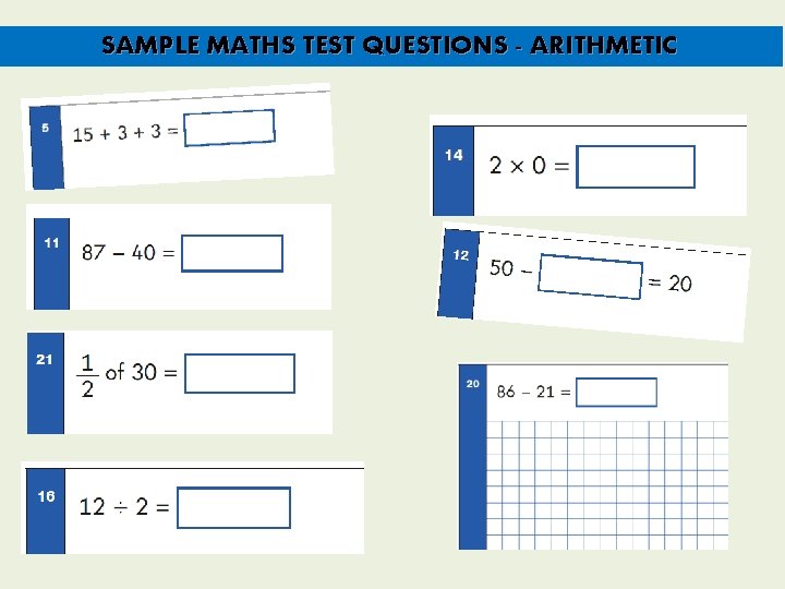 SAMPLE MATHS TEST QUESTIONS - ARITHMETIC 