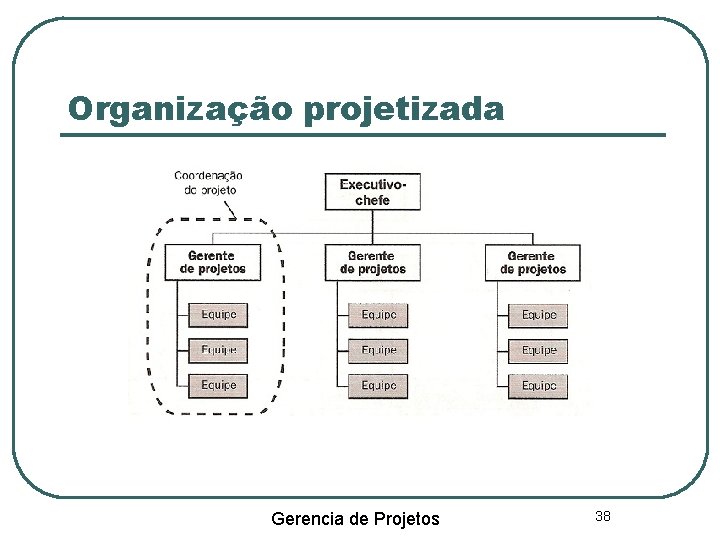 Organização projetizada Gerencia de Projetos 38 