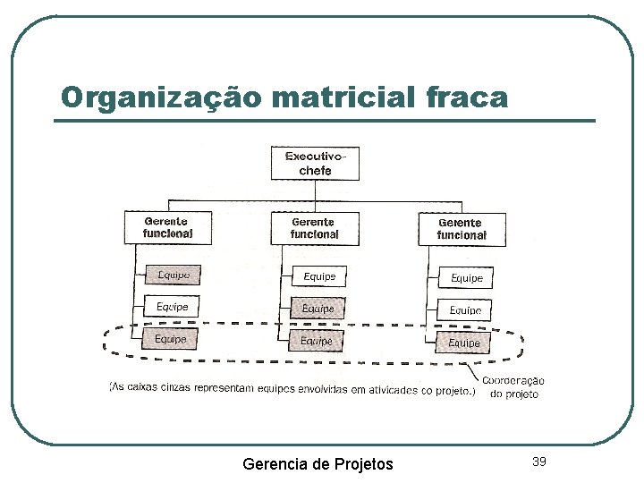 Organização matricial fraca Gerencia de Projetos 39 