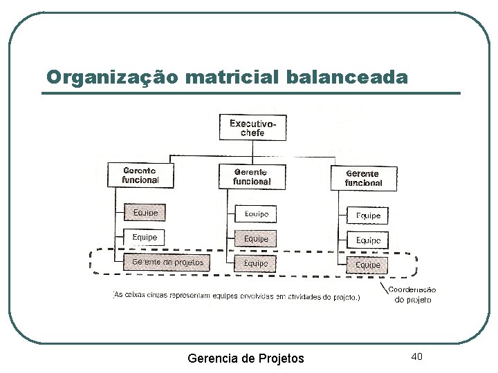 Organização matricial balanceada Gerencia de Projetos 40 