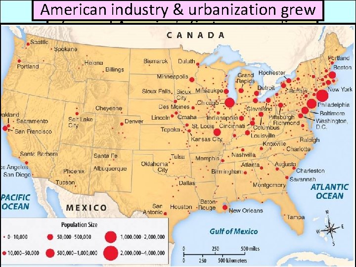 American industry grew Railroads, steel, &&urbanization oil companies formed America’s first monopolies 