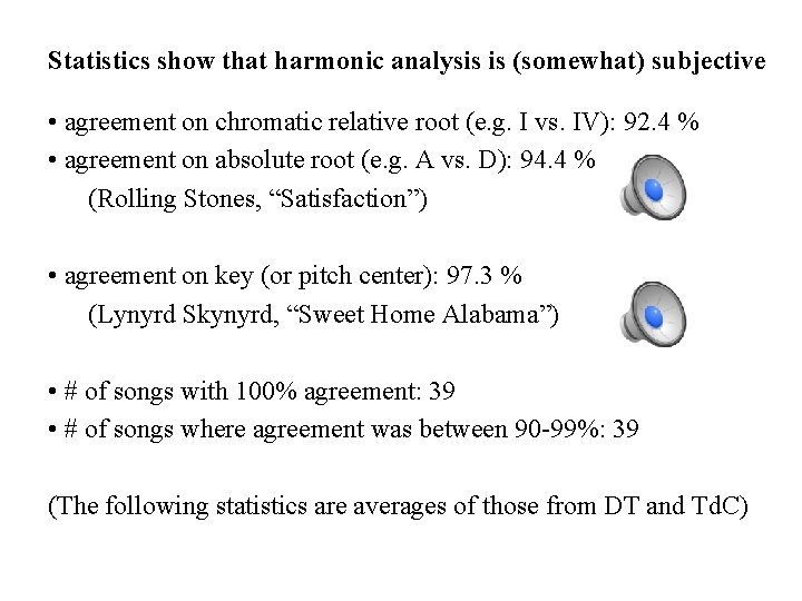 Statistics show that harmonic analysis is (somewhat) subjective • agreement on chromatic relative root Statistics show that harmonic analysis is (somewhat) subjective • agreement on chromatic relative root