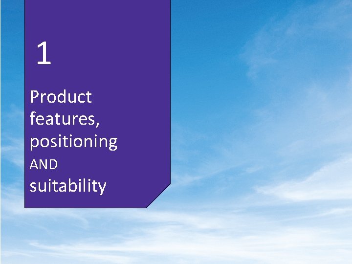 1 Product features, positioning AND suitability 