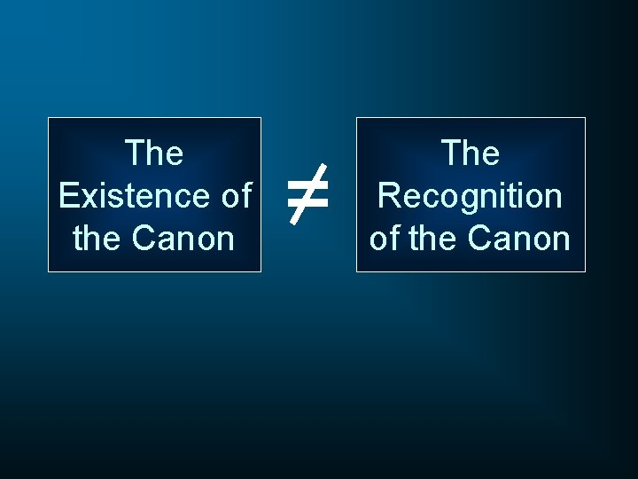 The Existence of the Canon = The Recognition of the Canon 
