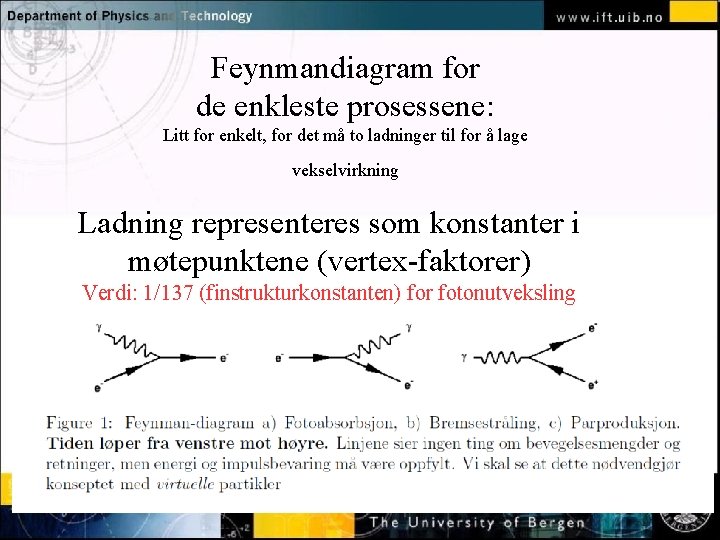Feynmandiagram for de enkleste prosessene: Litt for enkelt, for det må to ladninger til