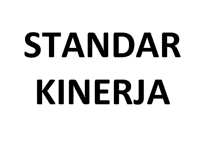 STANDAR KINERJA 