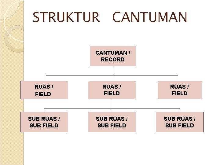 STRUKTUR CANTUMAN / RECORD RUAS / FIELD SUB RUAS / SUB FIELD STRUKTUR CANTUMAN / RECORD RUAS / FIELD SUB RUAS / SUB FIELD