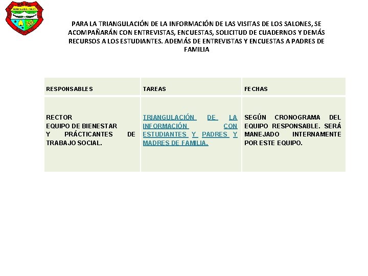 PARA LA TRIANGULACIÓN DE LA INFORMACIÓN DE LAS VISITAS DE LOS SALONES, SE ACOMPAÑARÁN PARA LA TRIANGULACIÓN DE LA INFORMACIÓN DE LAS VISITAS DE LOS SALONES, SE ACOMPAÑARÁN