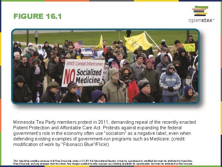 FIGURE 16. 1 Minnesota Tea Party members protest in 2011, demanding repeal of the