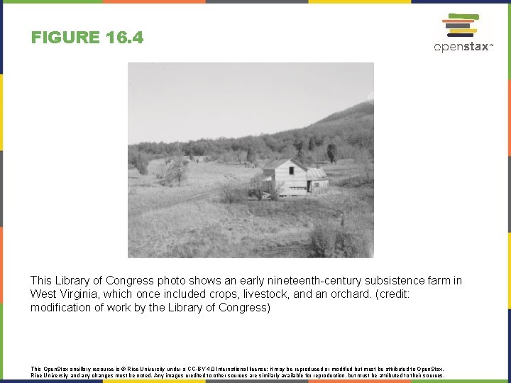 FIGURE 16. 4 This Library of Congress photo shows an early nineteenth-century subsistence farm