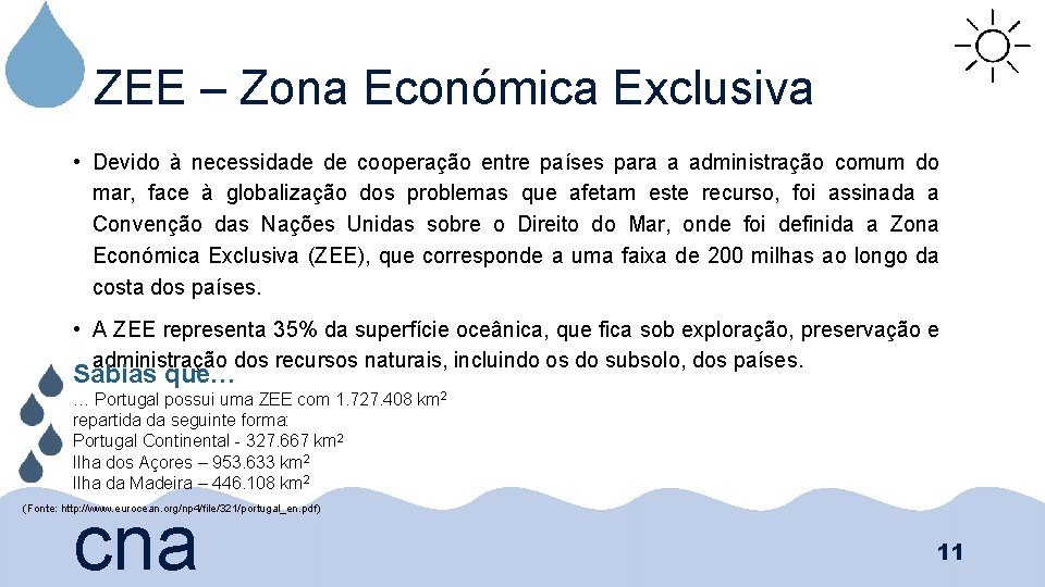 ZEE – Zona Económica Exclusiva • Devido à necessidade de cooperação entre países para