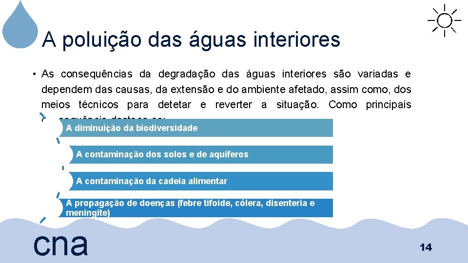 A poluição das águas interiores • As consequências da degradação das águas interiores são