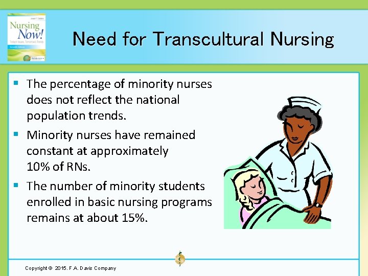 Need for Transcultural Nursing § The percentage of minority nurses does not reflect the