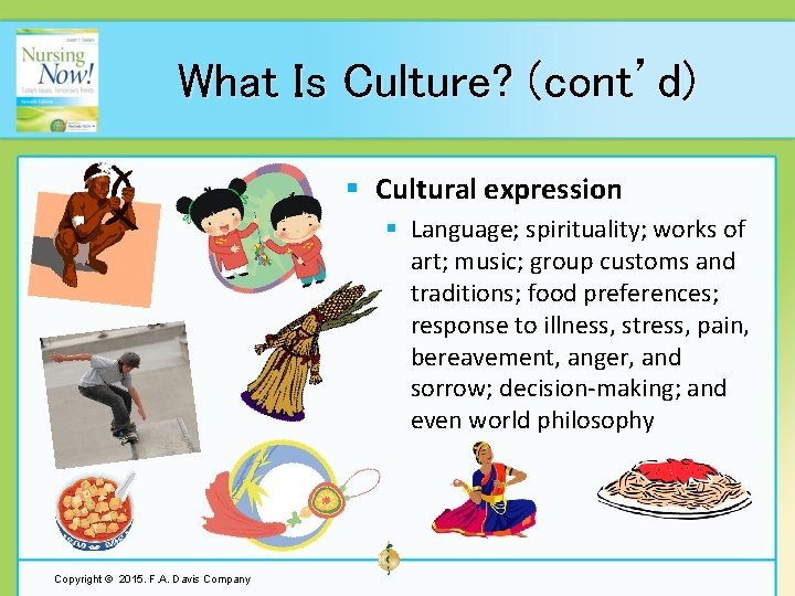 What Is Culture? (cont’d) § Cultural expression § Language; spirituality; works of art; music;