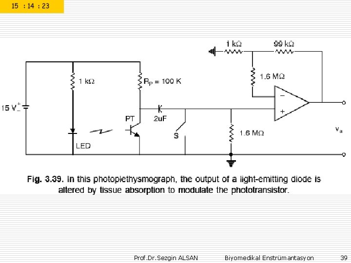 Prof. Dr. Sezgin ALSAN Biyomedikal Enstrümantasyon 39 