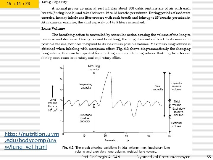 http: //nutrition. uvm. edu/bodycomp/uw w/lung-vol. html Prof. Dr. Sezgin ALSAN Biyomedikal Enstrümantasyon 55 