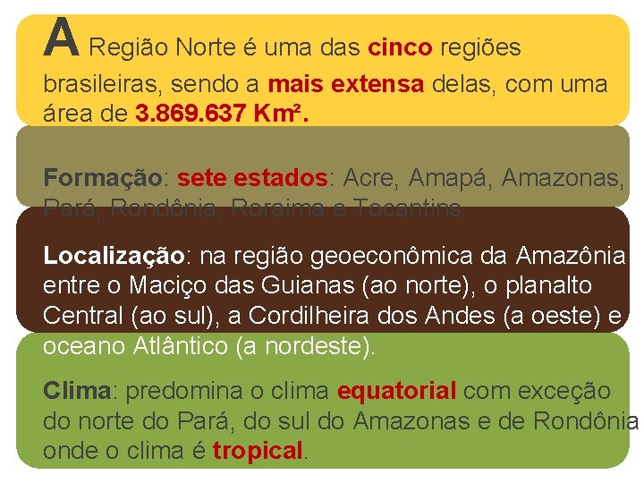 A Região Norte é uma das cinco regiões brasileiras, sendo a mais extensa delas,