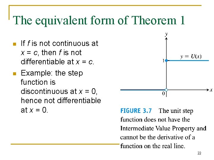 The equivalent form of Theorem 1 n n If f is not continuous at The equivalent form of Theorem 1 n n If f is not continuous at