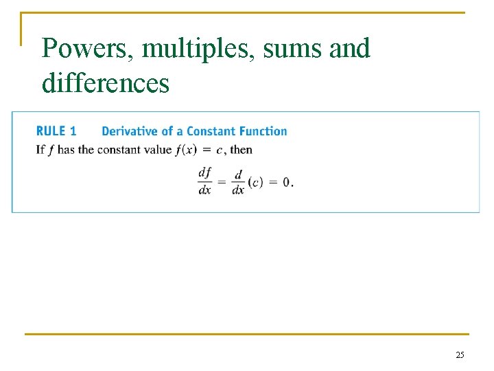 Powers, multiples, sums and differences 25 Powers, multiples, sums and differences 25