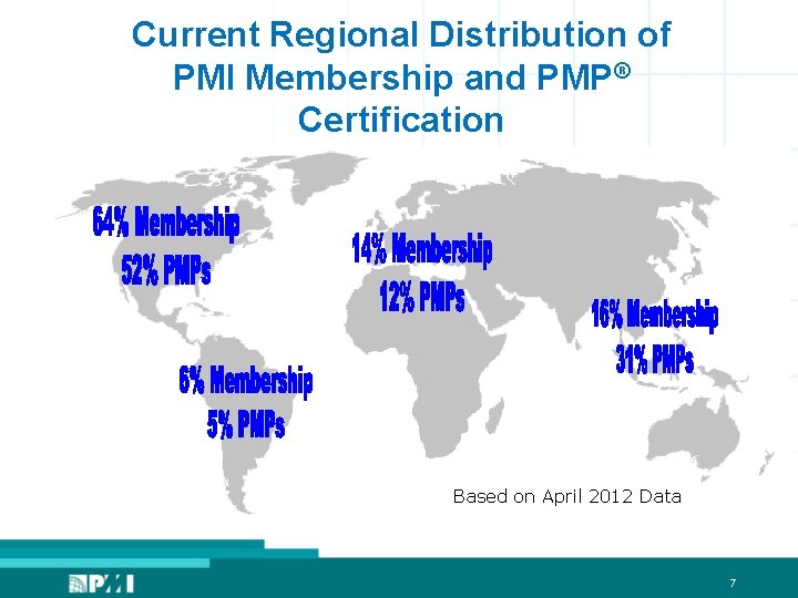 Current Regional Distribution of PMI Membership and PMP® Certification Based on April 2012 Data