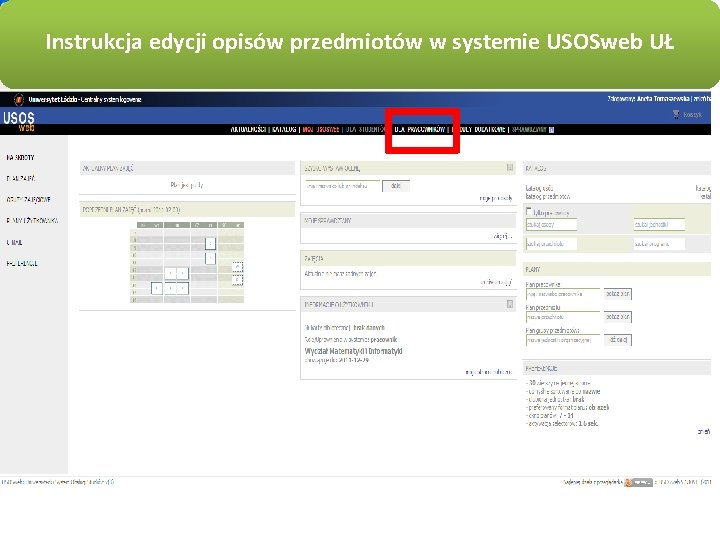 Instrukcja edycji opisów przedmiotów w systemie USOSweb UŁ 