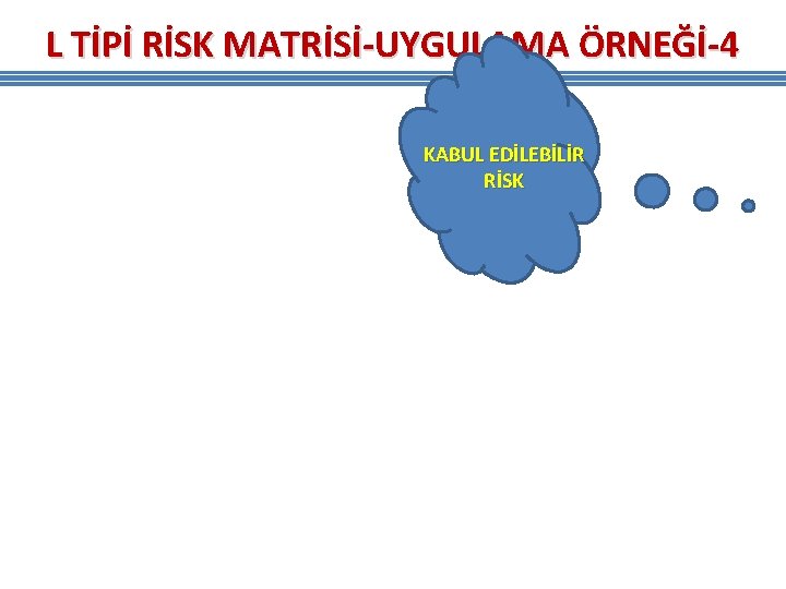L TİPİ RİSK MATRİSİ-UYGULAMA ÖRNEĞİ-4 KABUL EDİLEBİLİR RİSK L TİPİ RİSK MATRİSİ-UYGULAMA ÖRNEĞİ-4 KABUL EDİLEBİLİR RİSK