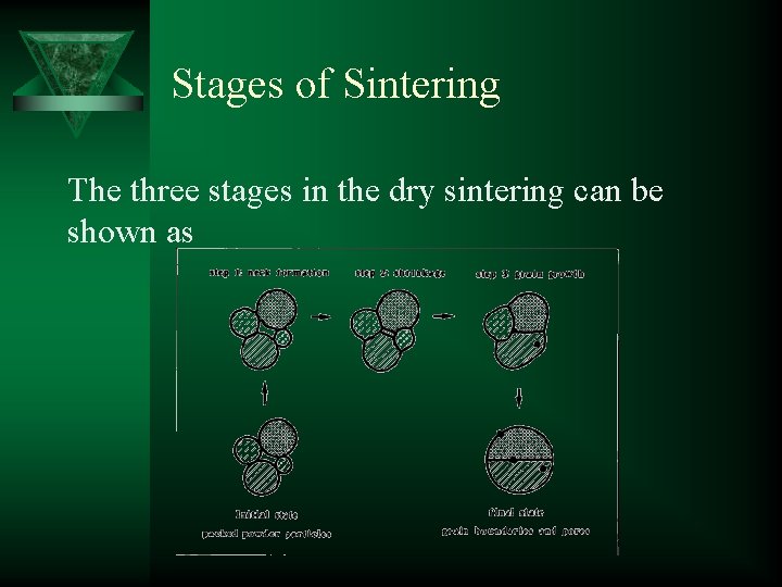 Stages of Sintering The three stages in the dry sintering can be shown as