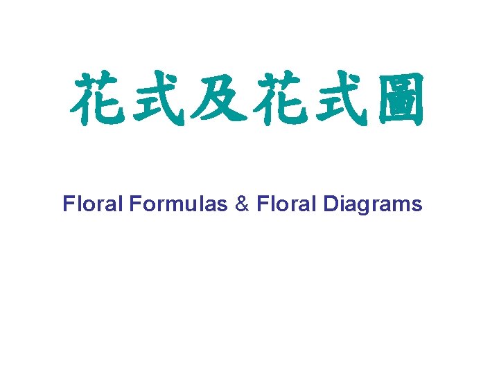 花式及花式圖 Floral Formulas & Floral Diagrams 