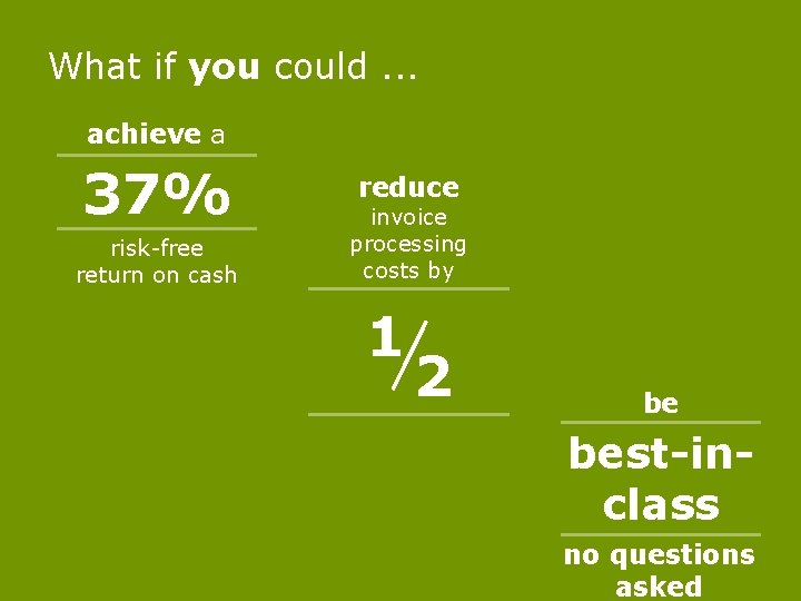 What if you could. . . achieve a 37% risk-free return on cash reduce