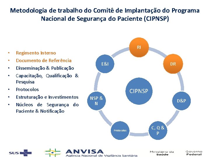 Metodologia de trabalho do Comitê de Implantação do Programa Nacional de Segurança do Paciente